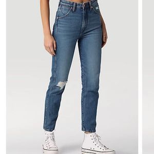 Wrangler Icons High-Rise Slim Womens ‘Walker’ tapered ankle blue Jeans size 26